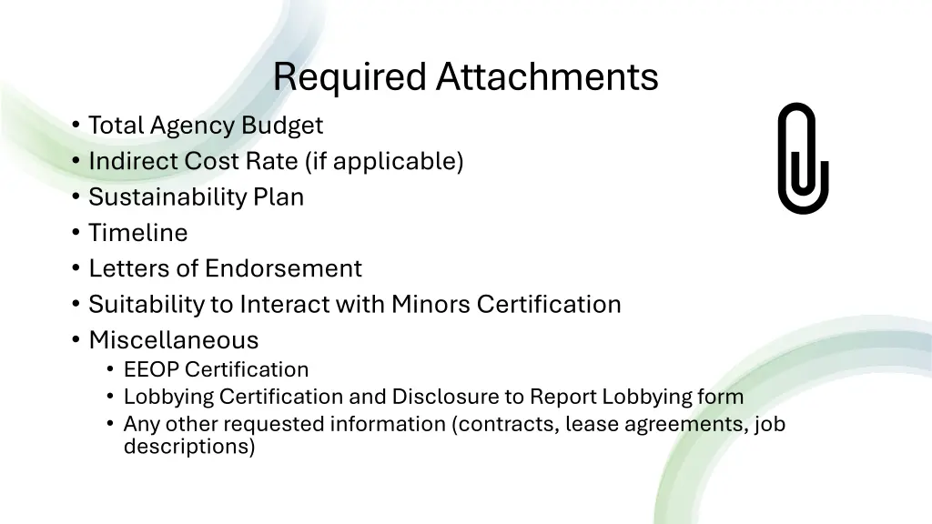required attachments