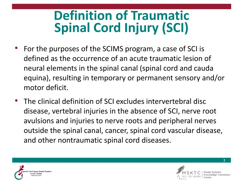 definition of traumatic spinal cord injury sci