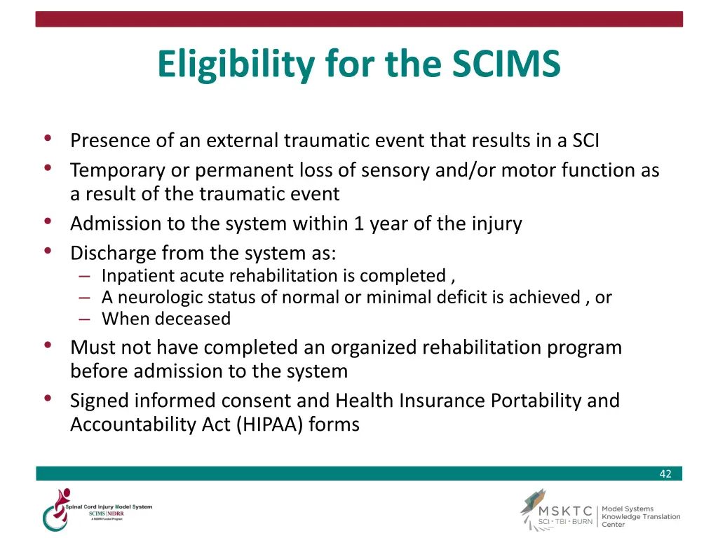 eligibility for the scims
