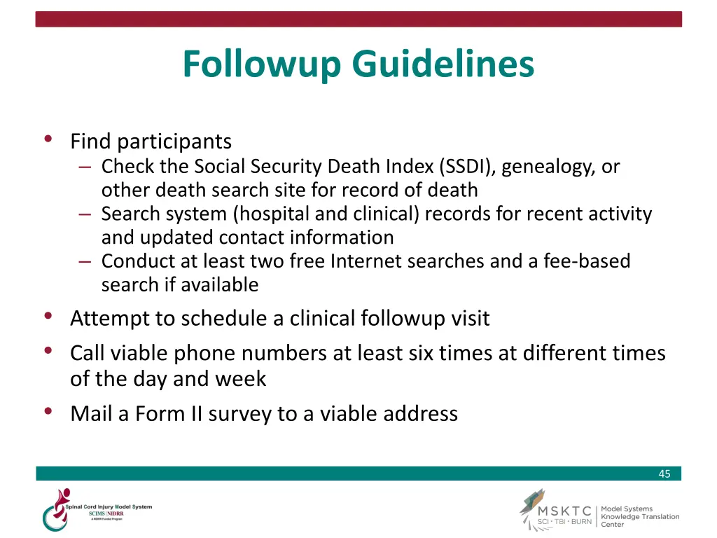 followup guidelines