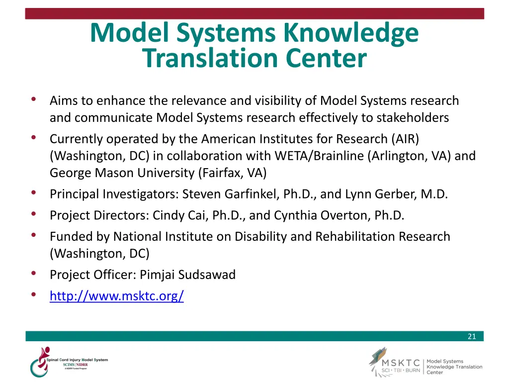 model systems knowledge translation center