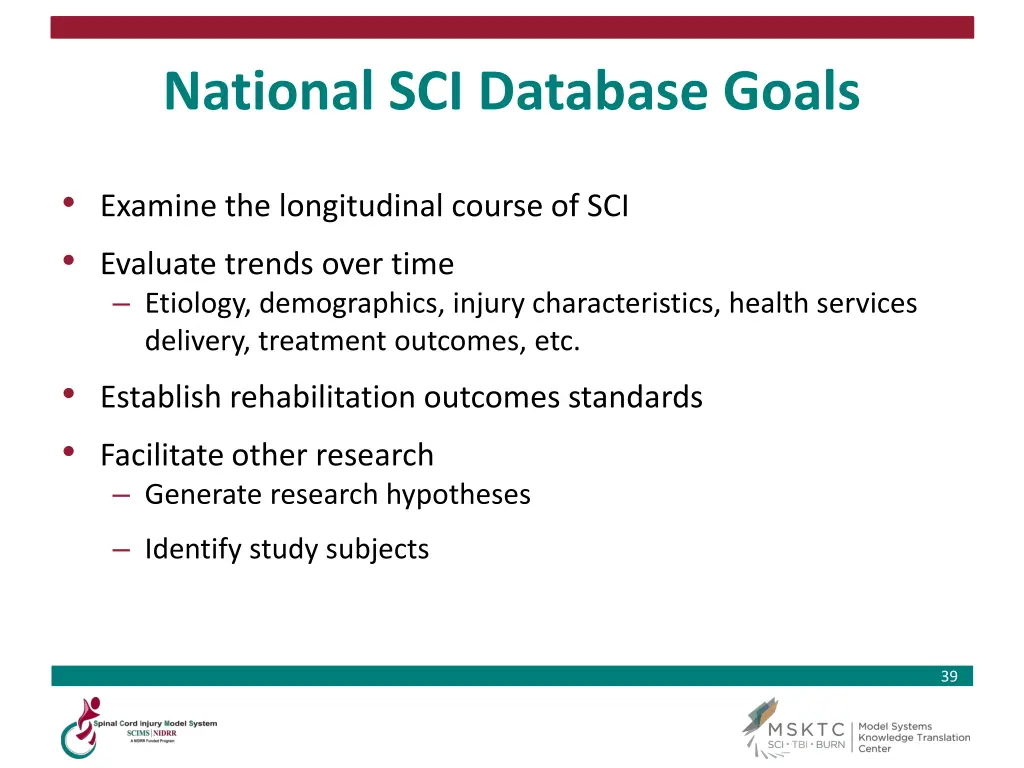 national sci database goals