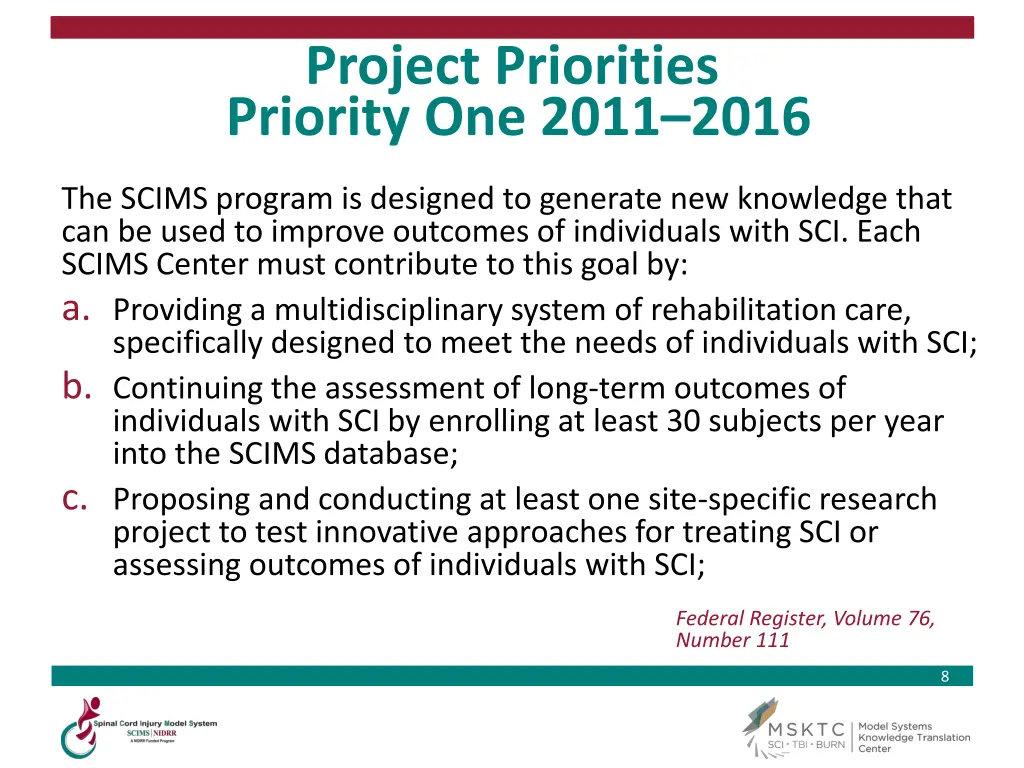 project priorities priority one 2011 2016