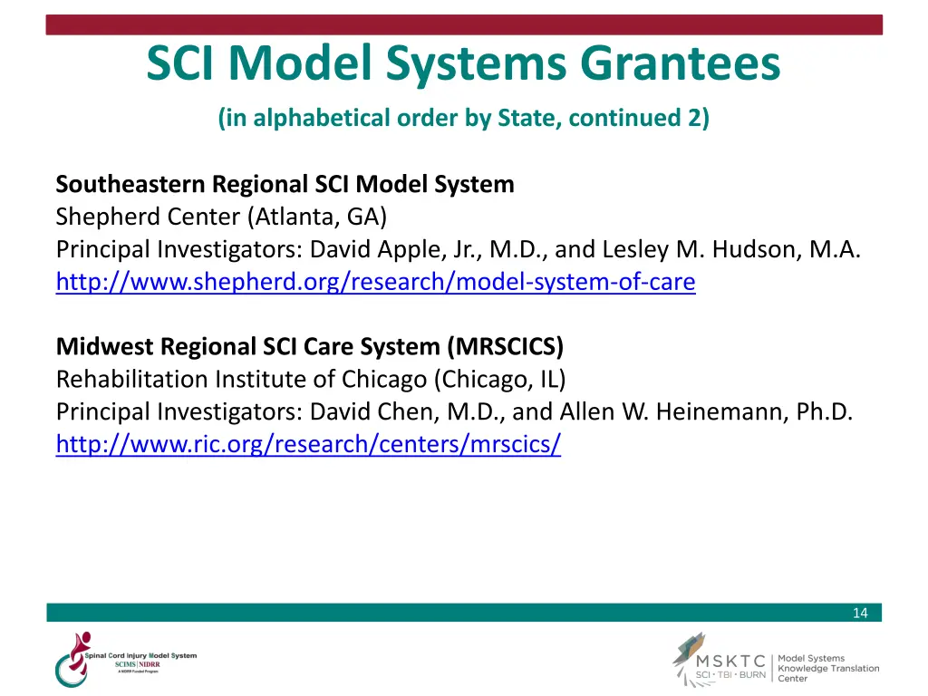 sci model systems grantees in alphabetical order 2