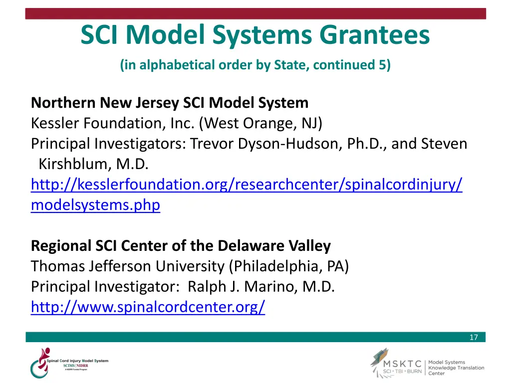 sci model systems grantees in alphabetical order 5