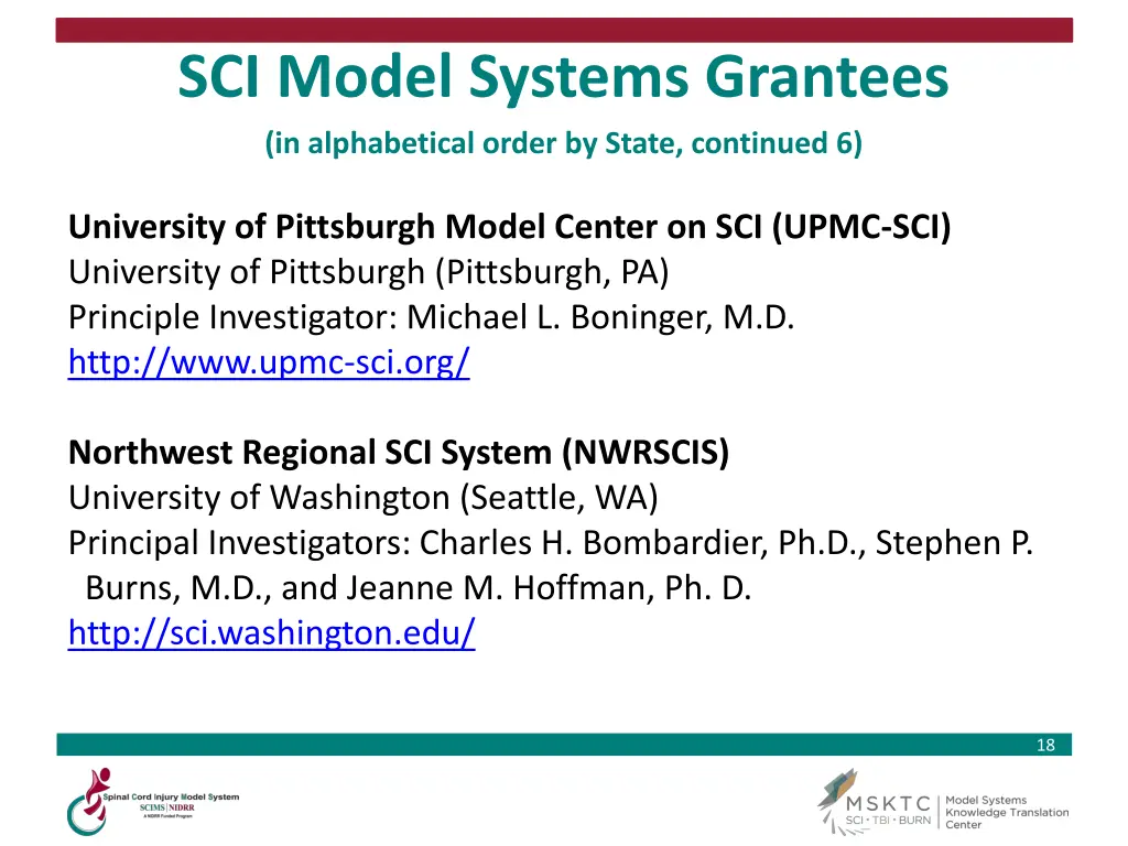 sci model systems grantees in alphabetical order 6