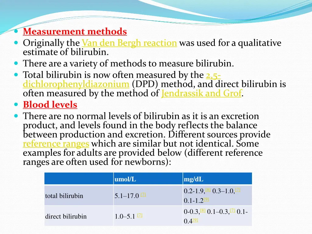 measurement methods originally the van den bergh