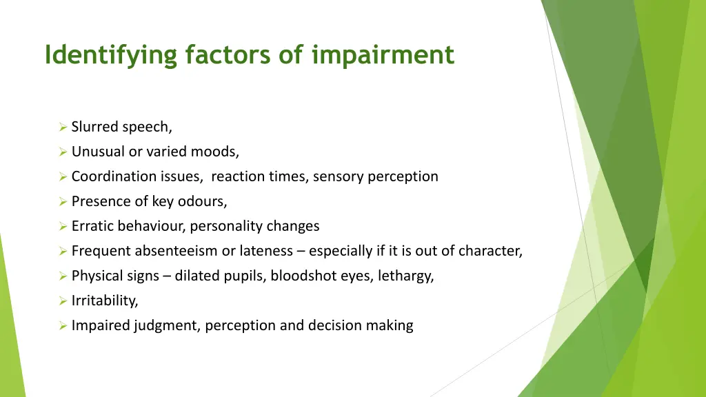 identifying factors of impairment