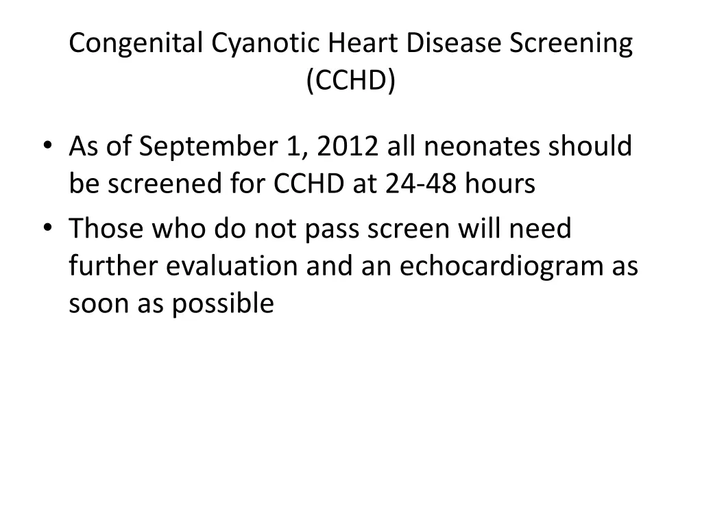 congenital cyanotic heart disease screening cchd