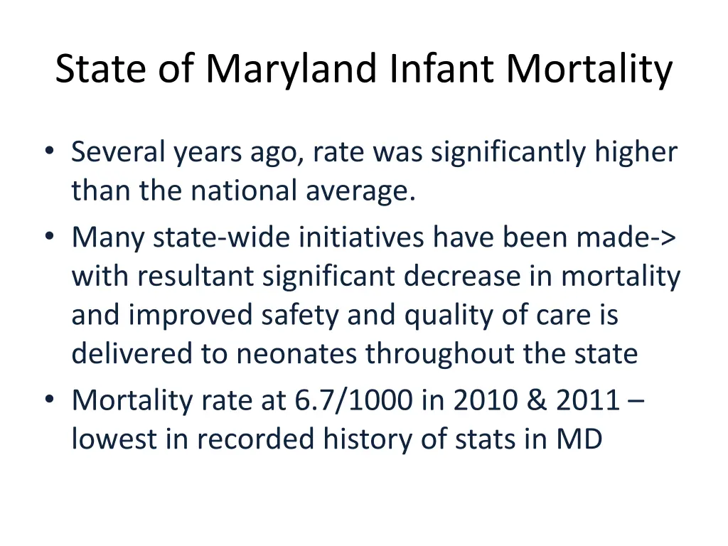 state of maryland infant mortality