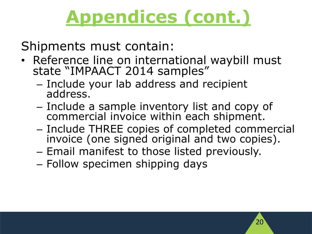 appendices cont