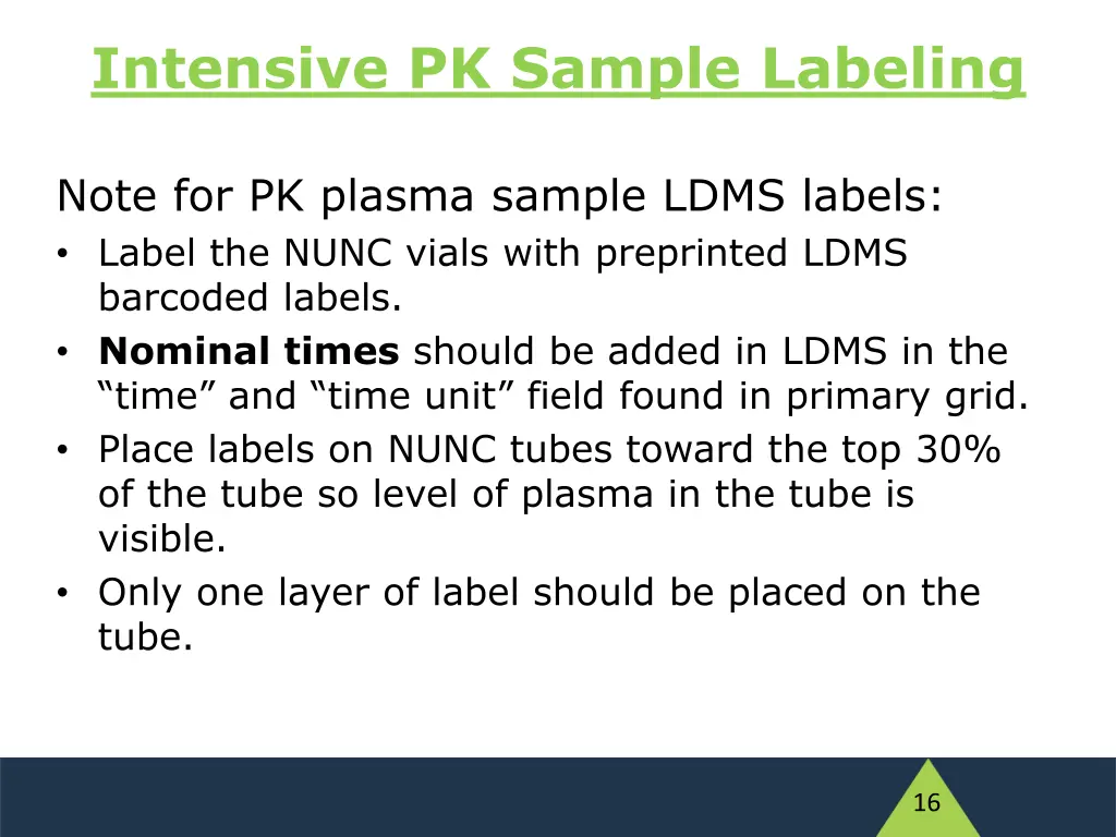 intensive pk sample labeling