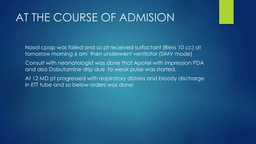 at the course of admision