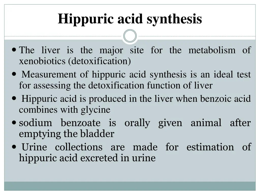hippuric acid synthesis