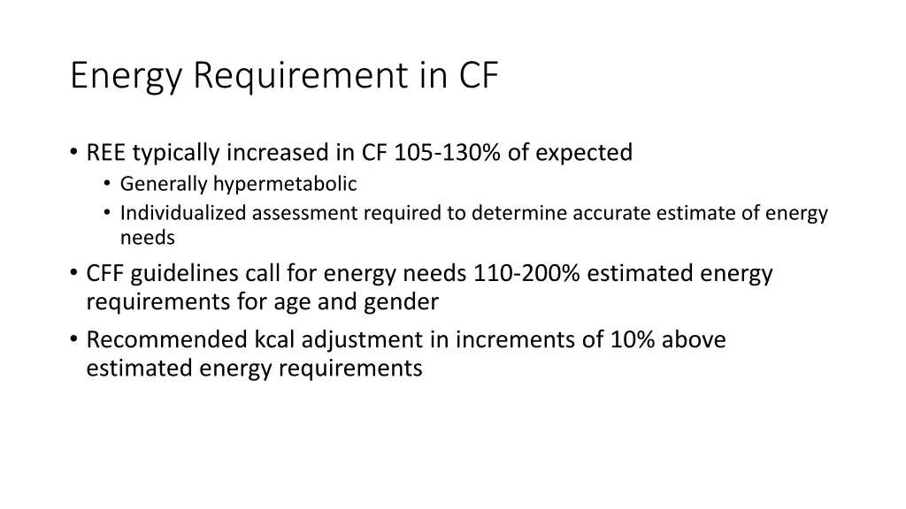 energy requirement in cf