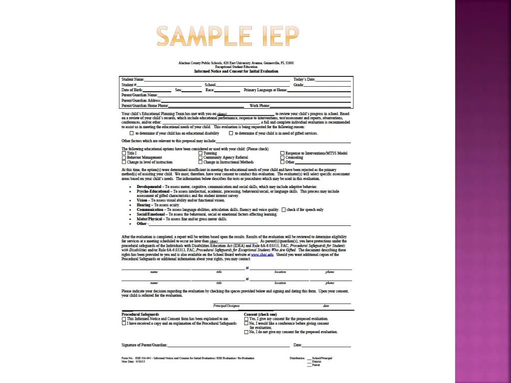 sample iep