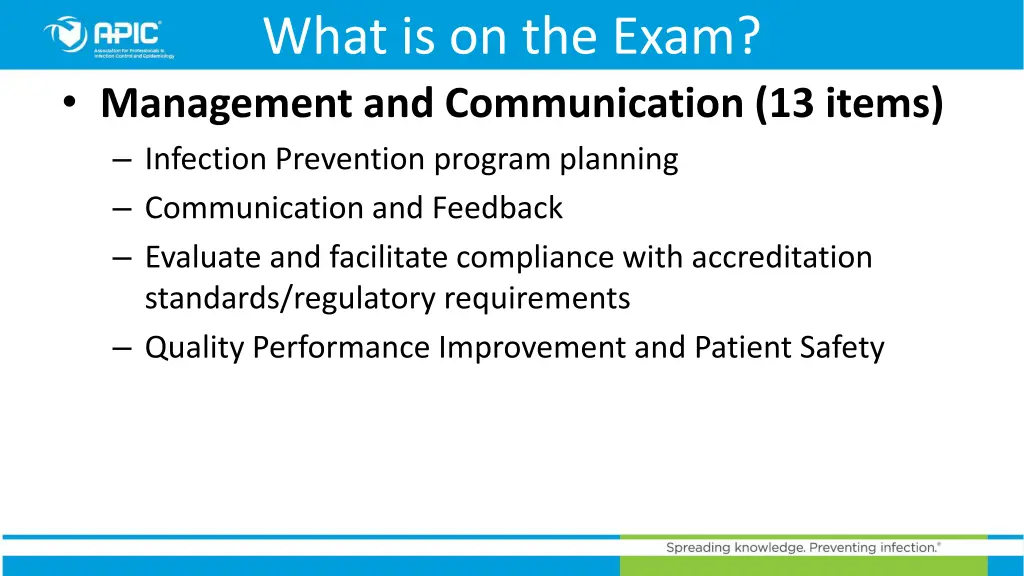 what is on the exam management and communication