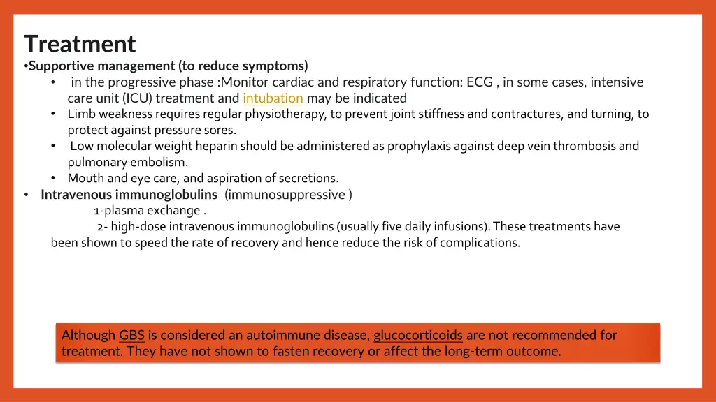 treatment supportive management to reduce