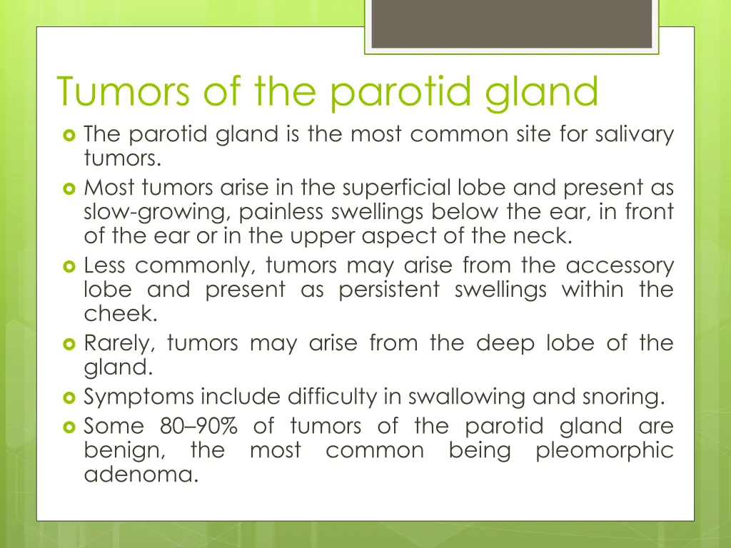 tumors of the parotid gland the parotid gland