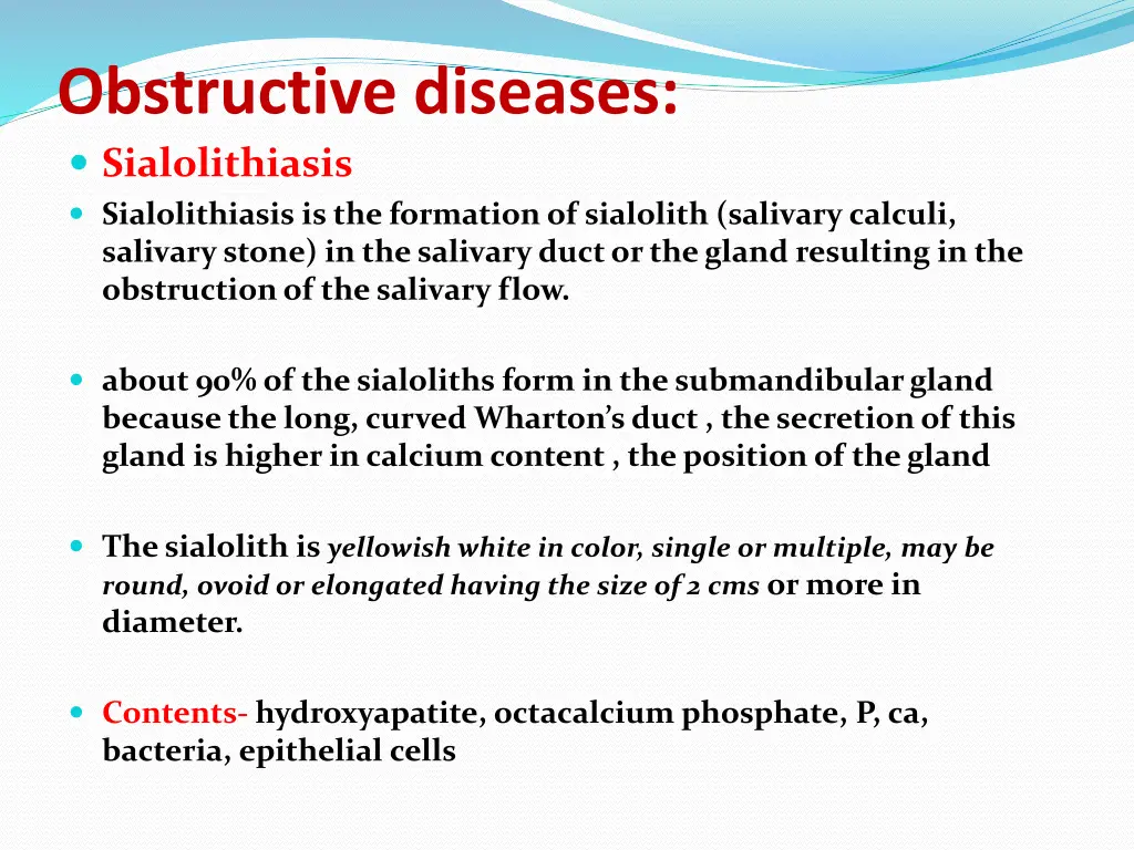 obstructive diseases sialolithiasis