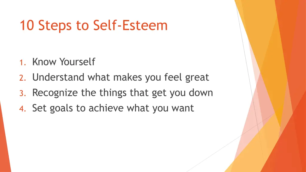 10 steps to self esteem