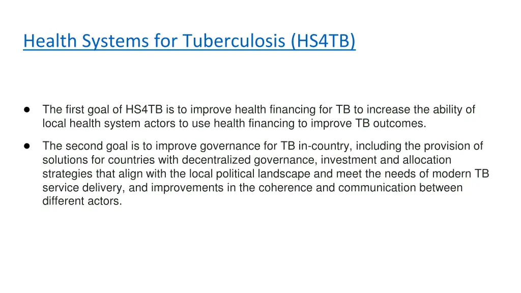 health systems for tuberculosis hs4tb