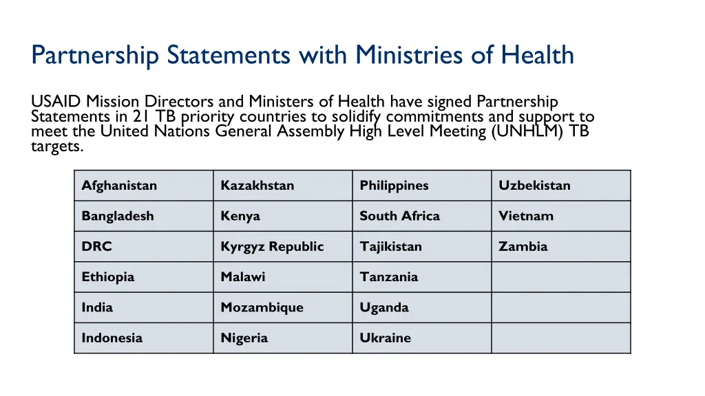 partnership statements with ministries of health