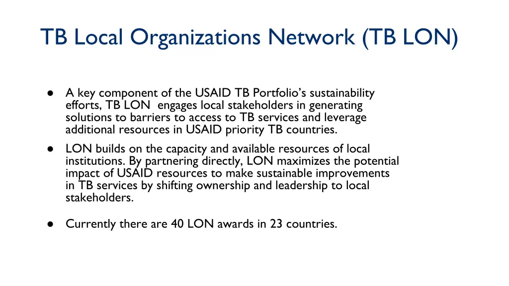 tb local organizations network tb lon