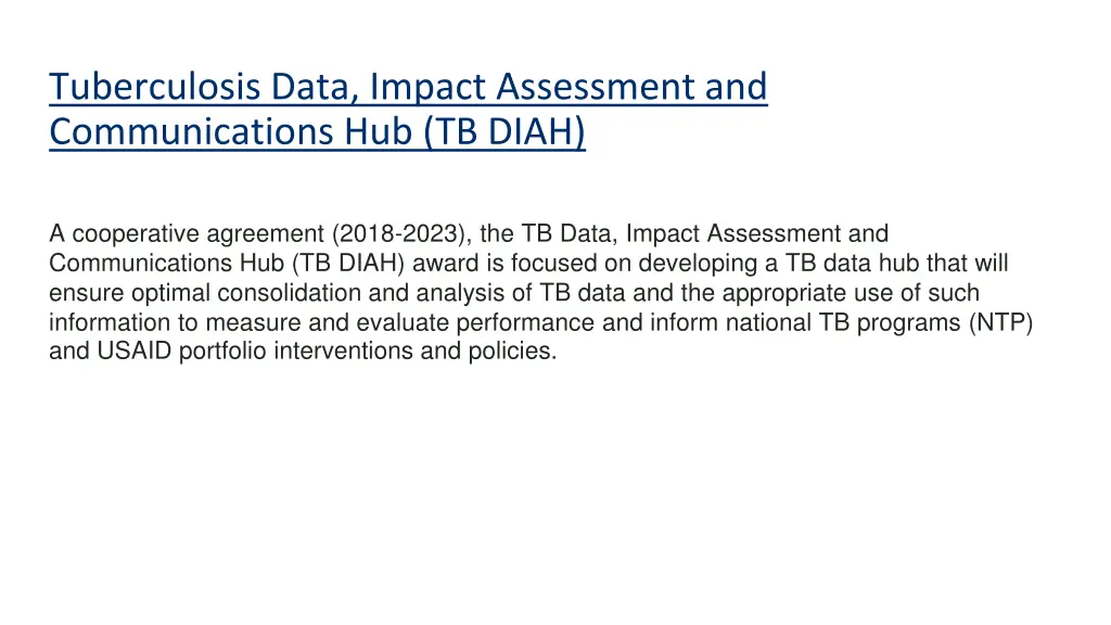 tuberculosis data impact assessment