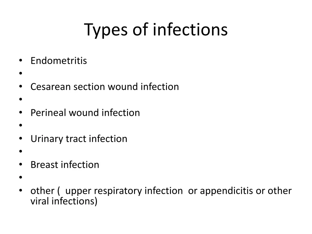 types of infections