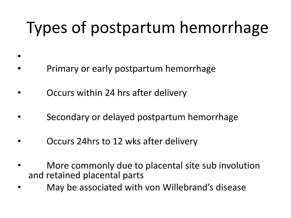 types of postpartum hemorrhage