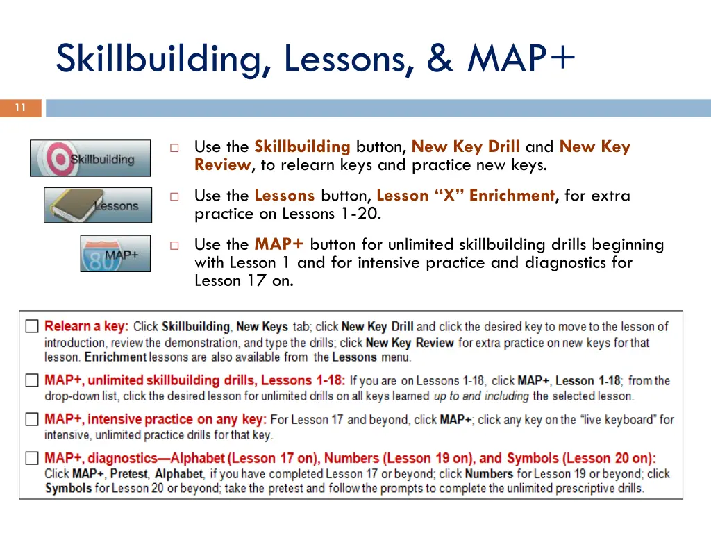 skillbuilding lessons map