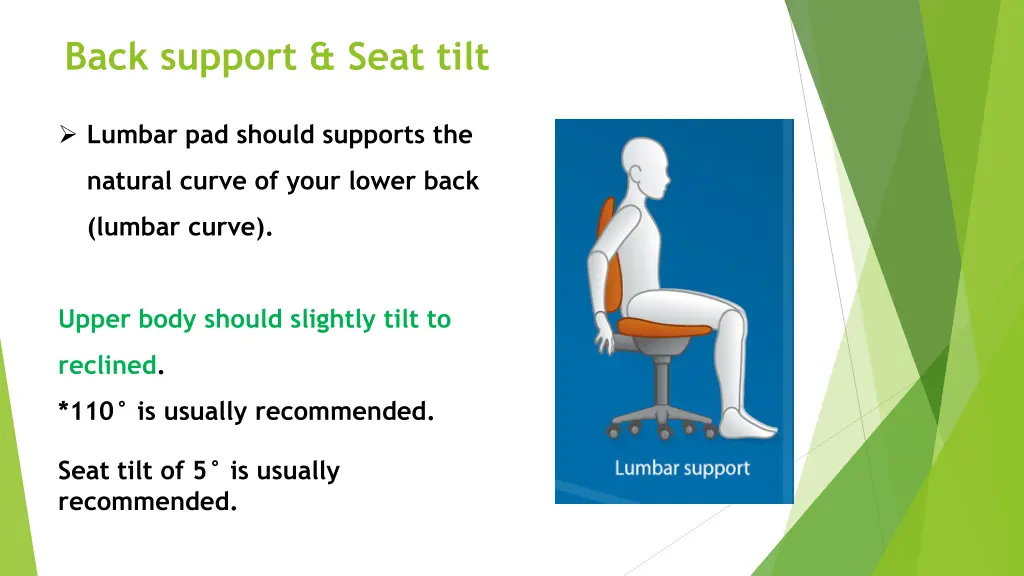 back support seat tilt