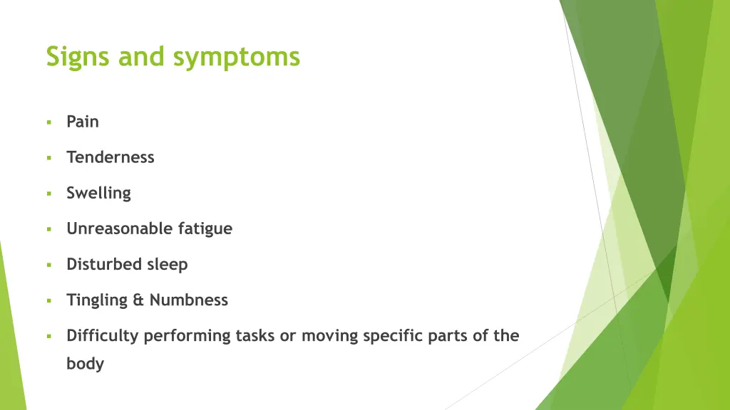 signs and symptoms
