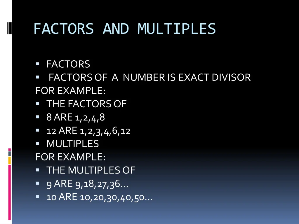 factors and multiples