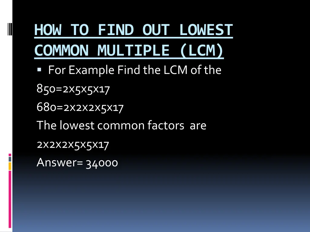 how to find out lowest common multiple