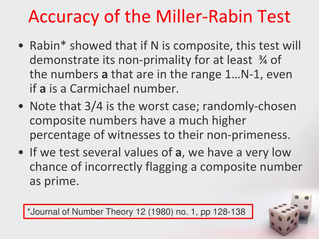accuracy of the miller rabin test