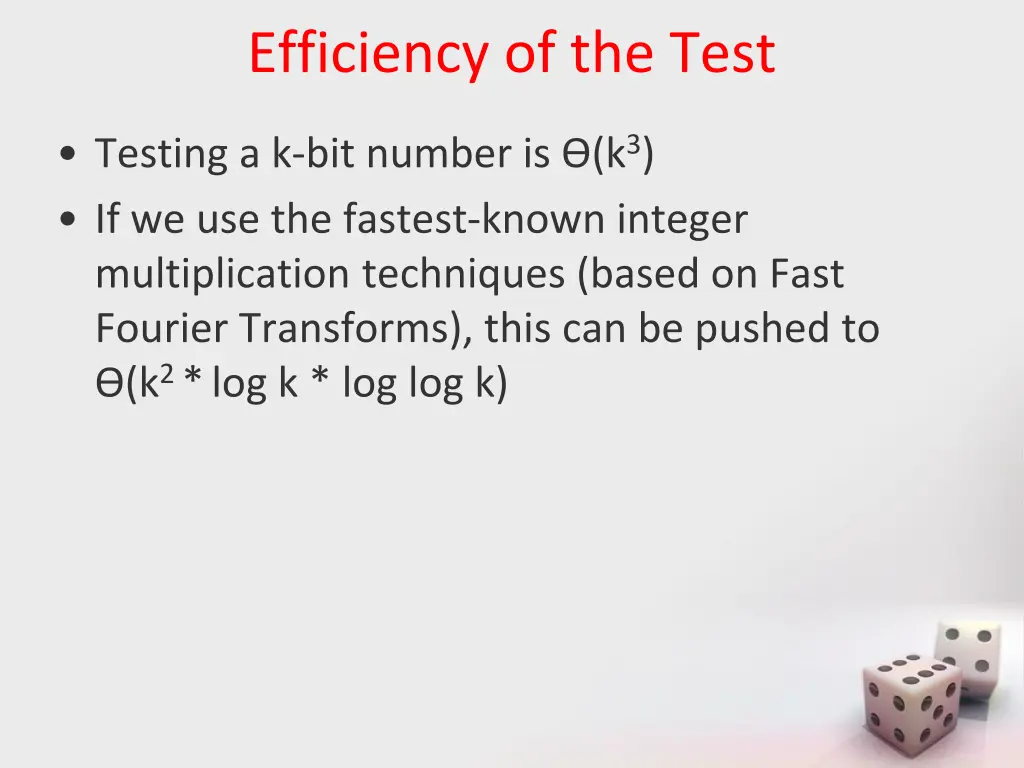 efficiency of the test