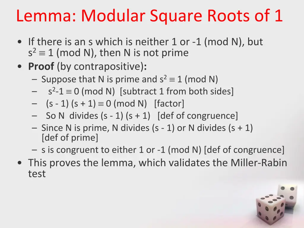 lemma modular square roots of 1