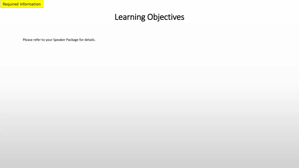 learning objectives learning objectives