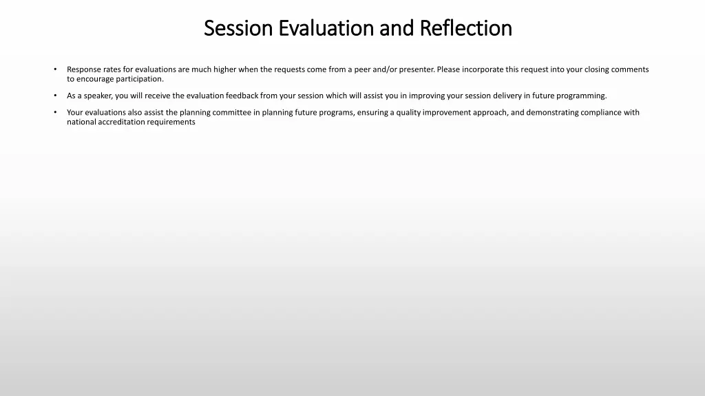 session evaluation and reflection session
