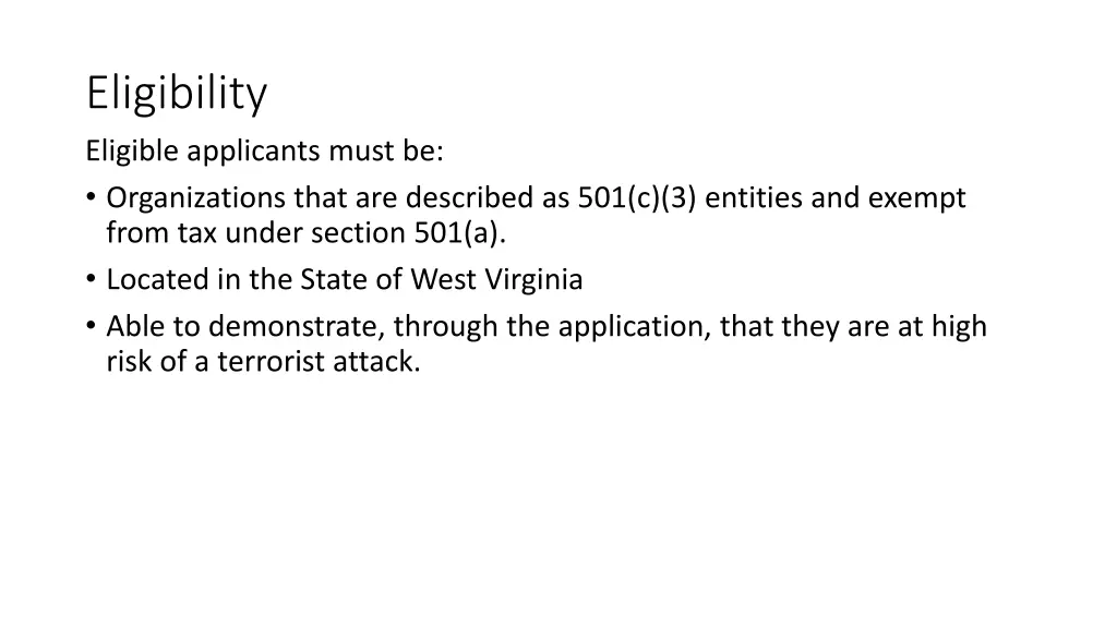 eligibility eligible applicants must