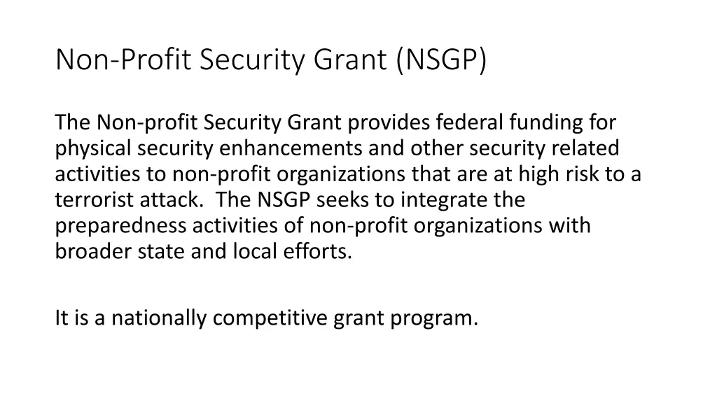non profit security grant nsgp