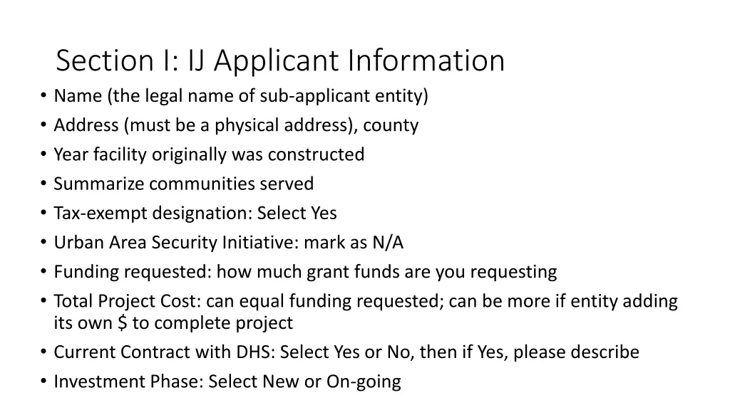 section i ij applicant information name the legal