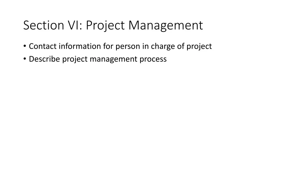 section vi project management