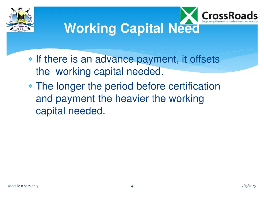 working capital need 1