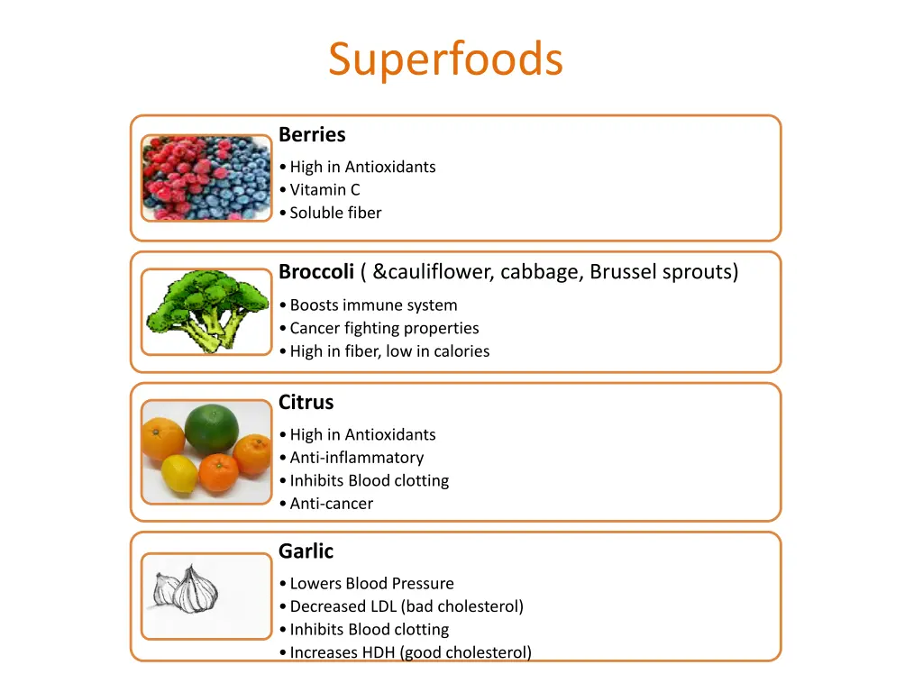 program 4 healthy food choices superfoods