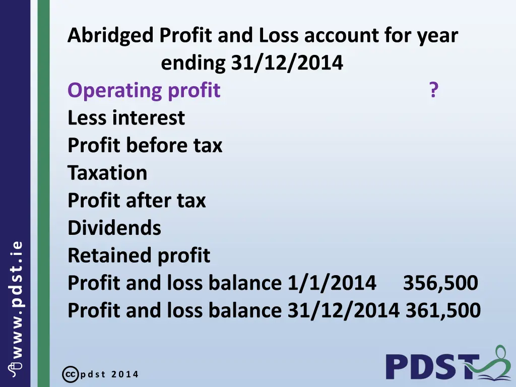 abridged profit and loss account for year ending 1