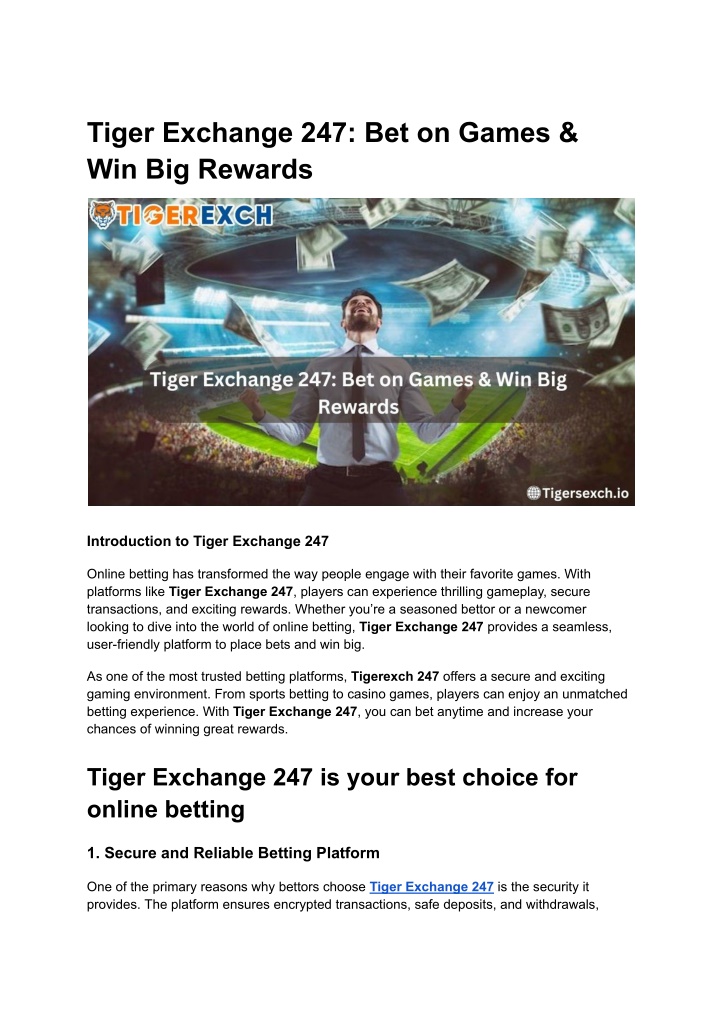 tiger exchange 247 bet on games win big rewards