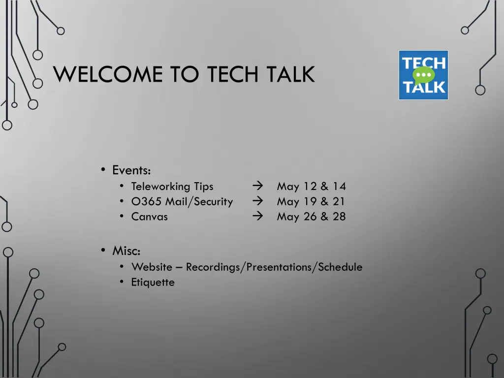 welcome to tech talk